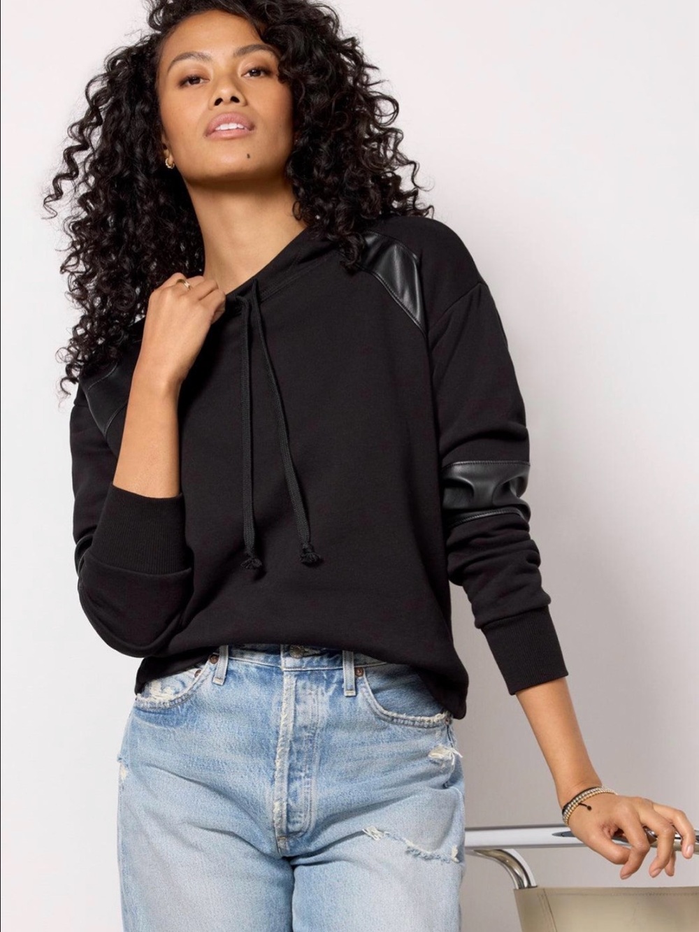 Evereve Faux Leather Hoodie